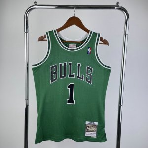 NBA 1 Rose Bulls 2008-09 Hardwood Classics Swingman Maillot green imprimé